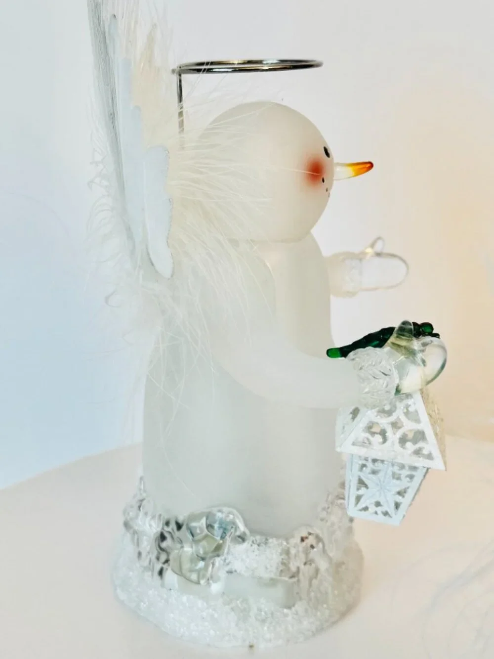 2 JC Penney Home Collection Color Changing Fiber Optic Acrylic Snowman Angel Hol